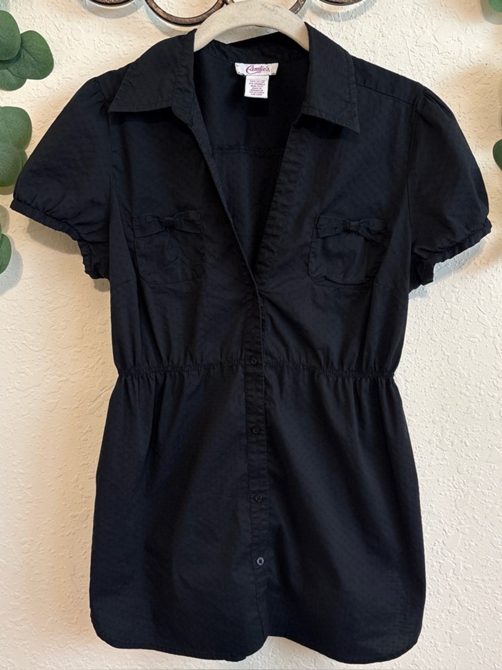 Y2K Candies Goth Black Button-Up Babydoll Top💕